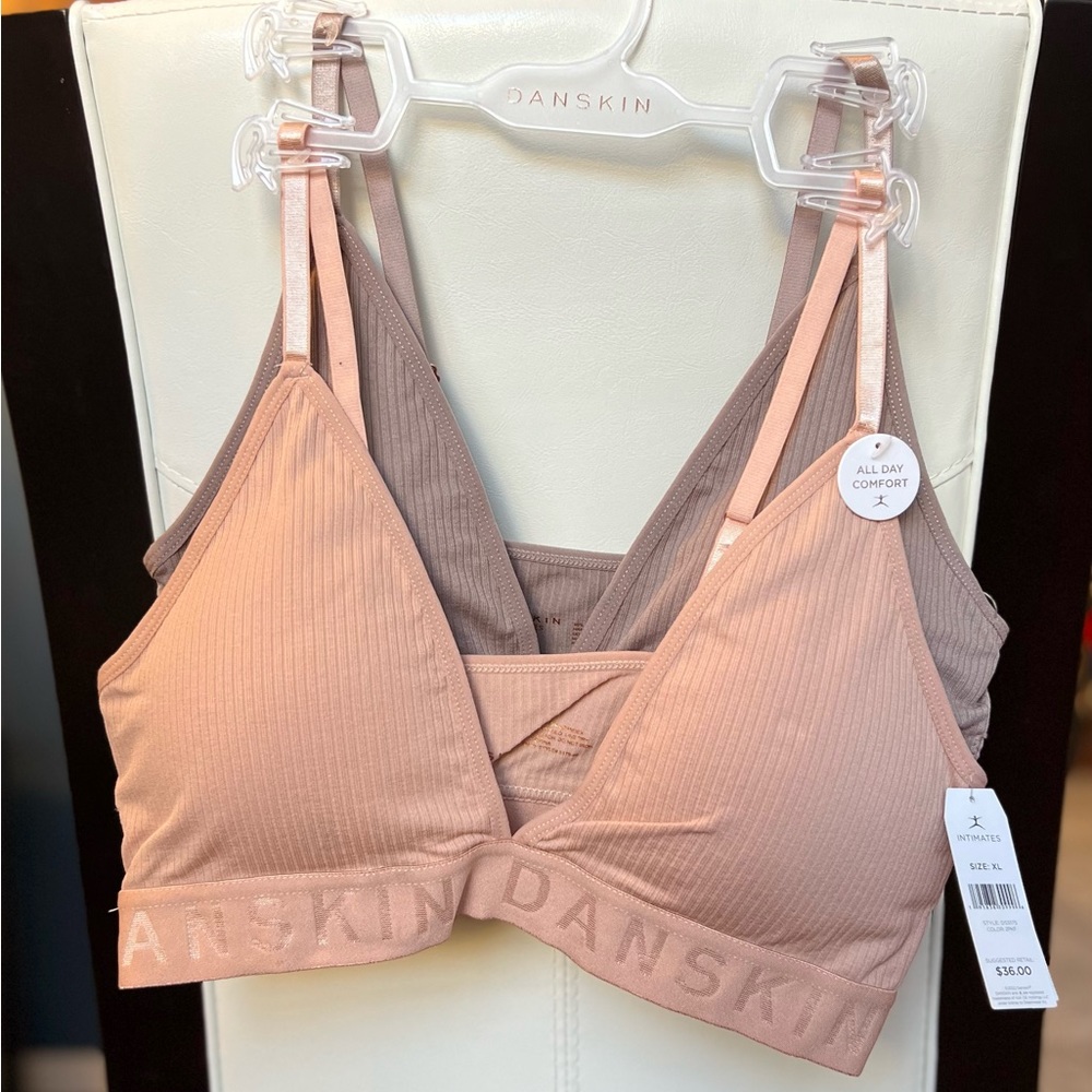 NWT DANSKIN Logo Bralette 2 pack